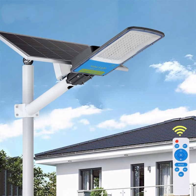 Lampa solara stradala Kaveny, IP66, senzor de lumina, 240 LED-uri SMD, 3200 lm, panou 35W, putere 400W, autonomie 12-16 ore, telecomanda, montare prin fixare, pentru strada sau gradina, finisaj mat, material ABS,  49 x 21 x 5.5 cm, gri