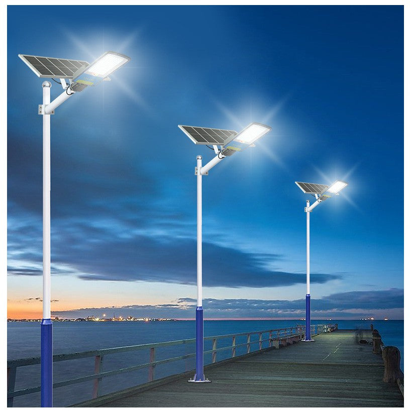 Lampa solara stradala Kaveny, IP66, senzor de lumina, 240 LED-uri SMD, 3200 lm, panou 35W, putere 400W, autonomie 12-16 ore, telecomanda, montare prin fixare, pentru strada sau gradina, finisaj mat, material ABS,  49 x 21 x 5.5 cm, gri