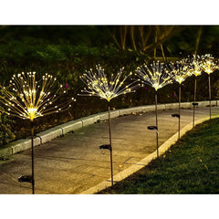Lampa solara sub forma de artificii, 120 LED-uri, alb cald, Kaveny