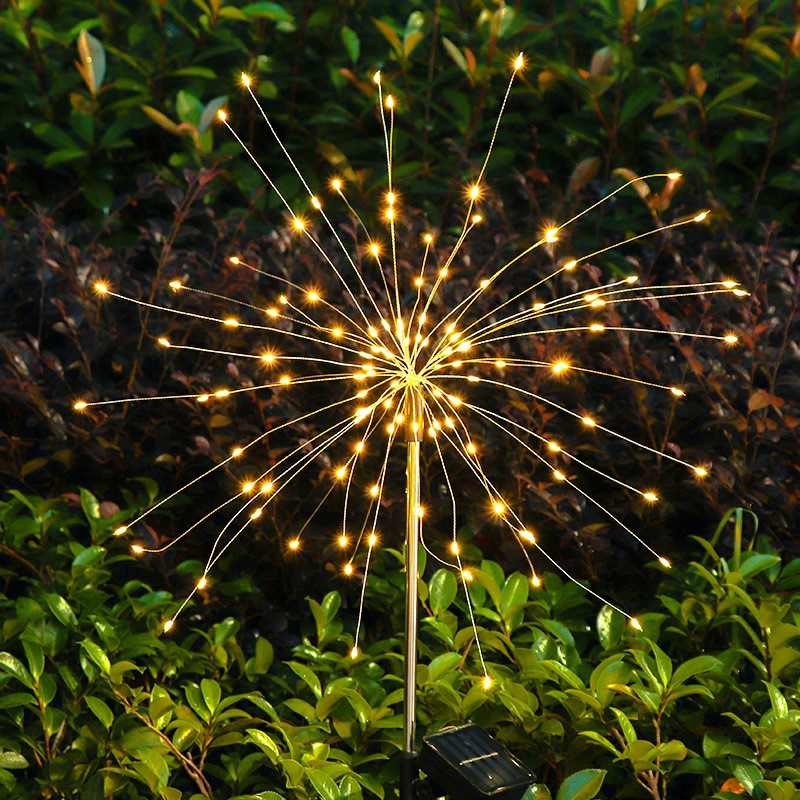 Lampa solara sub forma de artificii, 120 LED-uri, alb cald, Kaveny