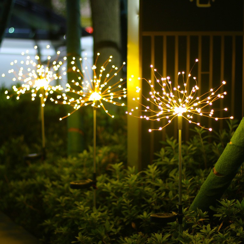Lampa solara sub forma de artificii, 120 LED-uri, alb cald, Kaveny