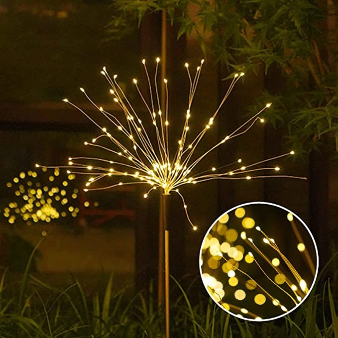 Lampa solara sub forma de artificii, 90 LED-uri, alb cald, Kaveny
