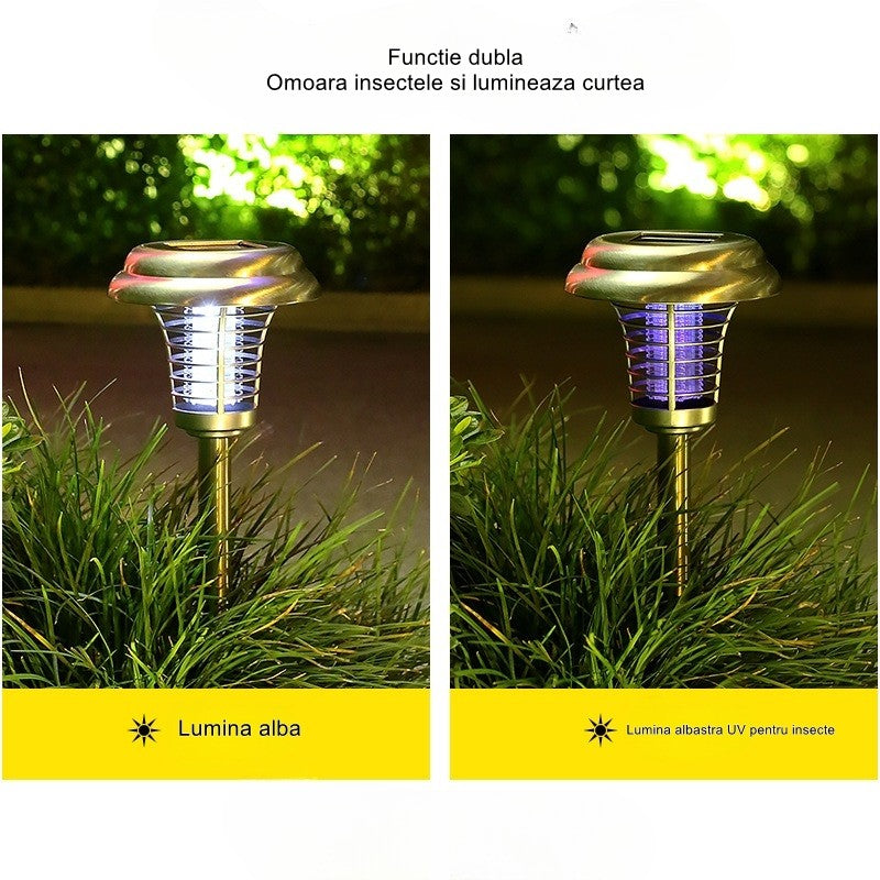 Lampa solara tip torta Kaveny, anti-insecte, tantari, UV, LED, 1.2V, IP65, 1 LED, material ABS, 48 x 14 cm, gri