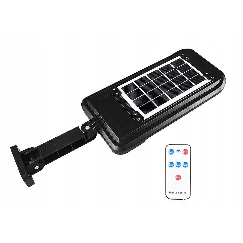Lampa stradala solara Kaveny, cu telecomanda, 36 cm x 11.5 cm, 108 COB LED, 2592 Lumeni, 21.6 W - echivalent 172 W bec incadescent, IP65, Senzor de Miscare, Senzor de Lumina, 2 Grile, Alb Rece
