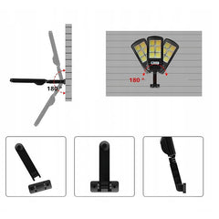Lampa stradala solara Kaveny, cu telecomanda, 36 cm x 11.5 cm, 108 COB LED, 2592 Lumeni, 21.6 W - echivalent 172 W bec incadescent, IP65, Senzor de Miscare, Senzor de Lumina, 2 Grile, Alb Rece