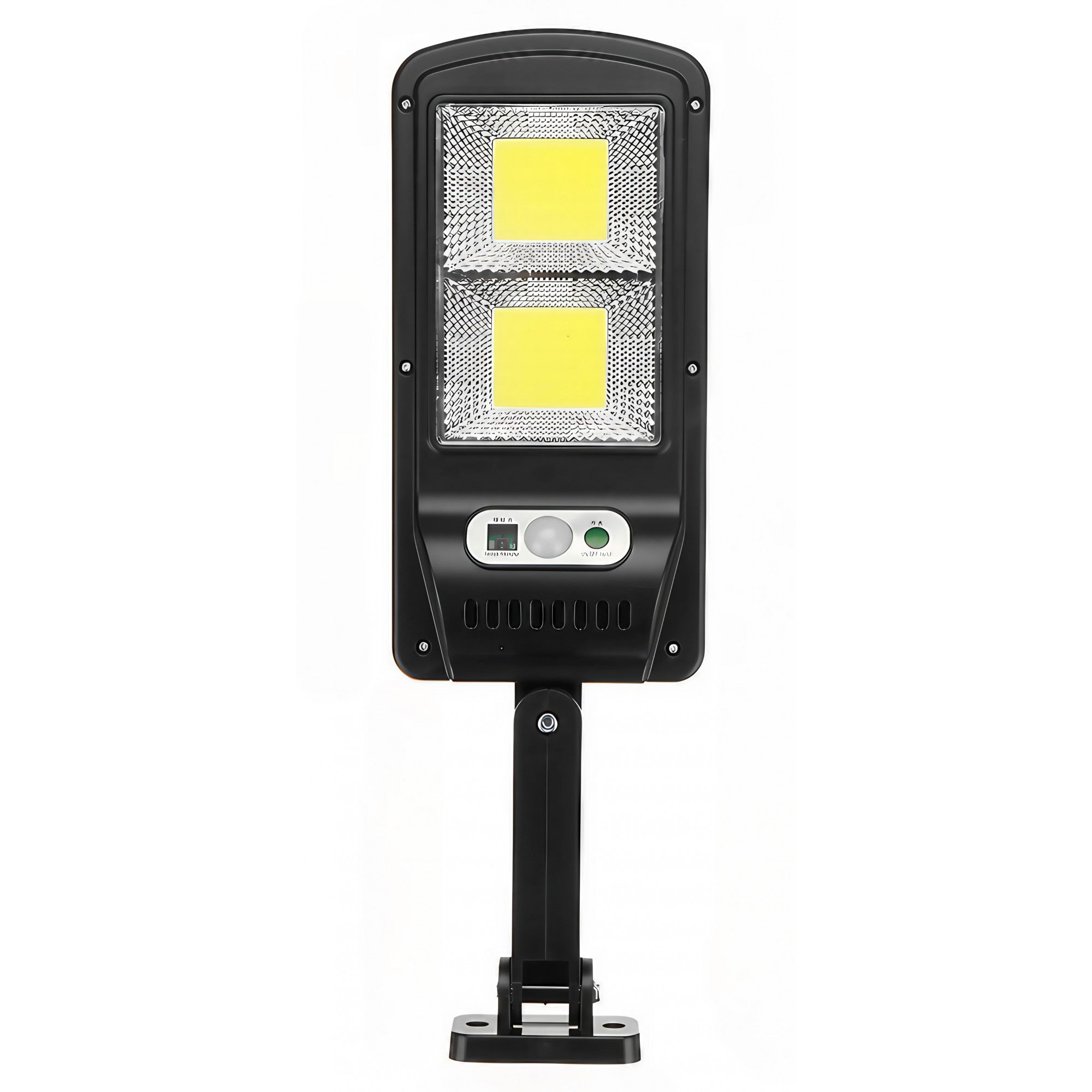 Lampa stradala solara Kaveny, cu telecomanda, 36 cm x 11.5 cm, 108 COB LED, 2592 Lumeni, 21.6 W - echivalent 172 W bec incadescent, IP65, Senzor de Miscare, Senzor de Lumina, 2 Grile, Alb Rece