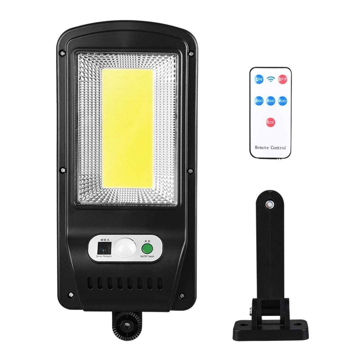 Lampa Solara De Exterior LED Kaveny, 36 cm x 11.5 cm, 2400Lumeni 100 COB LED 20 W - echivalent 160 W bec incadescent, IP65, Senzor de Miscare, Senzor de Lumina, 1 Grila, Alb Rece