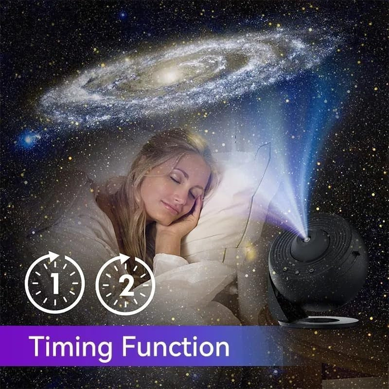 Lampa Tip Proiector Galaxie, Kaveny, pentru Dormitor, Tematica Cer Instelat, Model Glob, HD, Rotire 360 de Grade, 20 de Imagini, Incarcare USB, 10 W, 15x15 cm, Negru