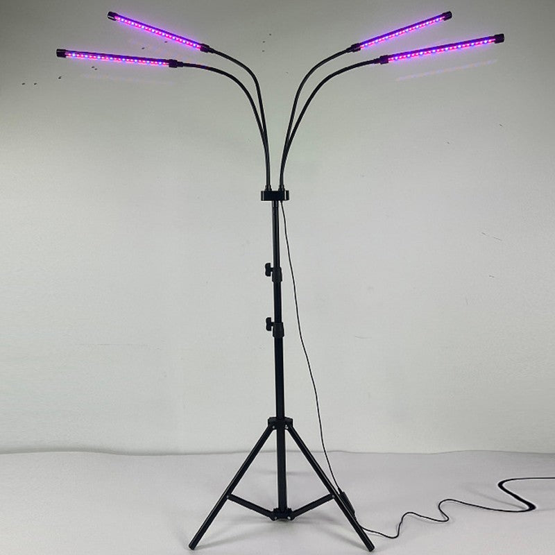 Lampa UV pentru cresterea plantelor, Kadeny, 4 capete, putere 30W, 108 LED-uri Lampa cu lumina Ultra-Violet, Lampa cu Picior Ajustabil pana la 2 m, Lumina UV Mov