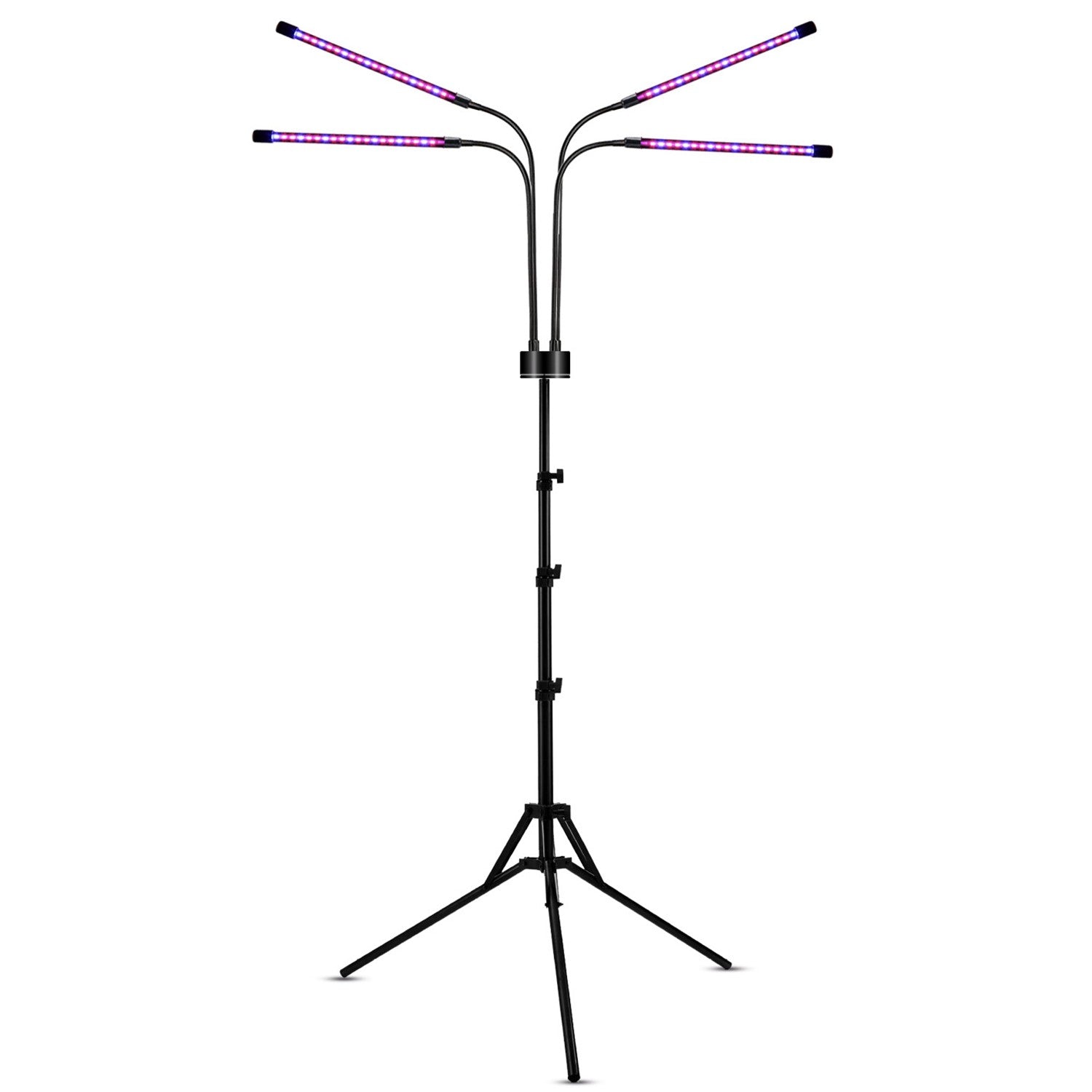 Lampa UV pentru cresterea plantelor, Kadeny, 4 capete, putere 30W, 108 LED-uri Lampa cu lumina Ultra-Violet, Lampa cu Picior Ajustabil pana la 2 m, Lumina UV Mov