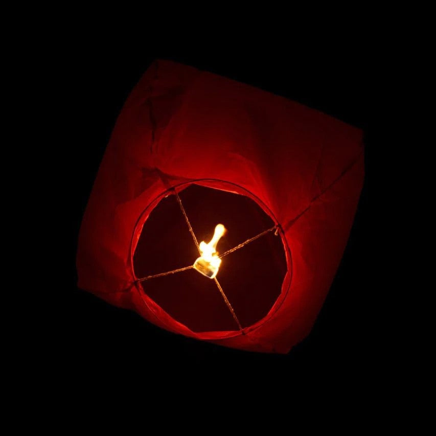 Lampion zburator, Kaveny, hartie biodegradabila, Rosu