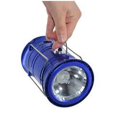 Lanterna pliabila de camping Magic cool cu lampa disc si USB Kaveny, Lanterna, Felinar, Acumulator 1200 mAh, reincarcabila, 6 LED + 1 W + 3C culori, Albastru