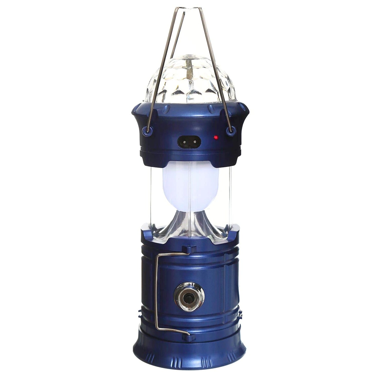 Lanterna pliabila de camping Magic cool cu lampa disc si USB Kaveny, Lanterna, Felinar, Acumulator 1200 mAh, reincarcabila, 6 LED + 1 W + 3C culori, Albastru