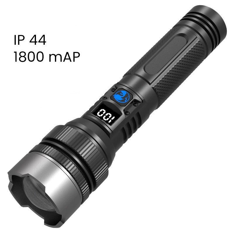 Lanterna LED Lumina Alba, Kadeny, Lanterna cu Zoom Telescopic, Baterie externa, din Aluminiu + ABS, 1800 mAh, 17 x 4 x 3 cm, Negru