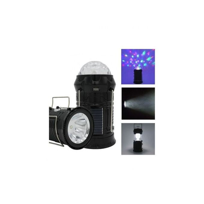 Lanterna pliabila de camping Magic cool cu lampa disc si USB Kaveny, Lanterna, Felinar, 6 LED + 1 W + 3C culori, Negru