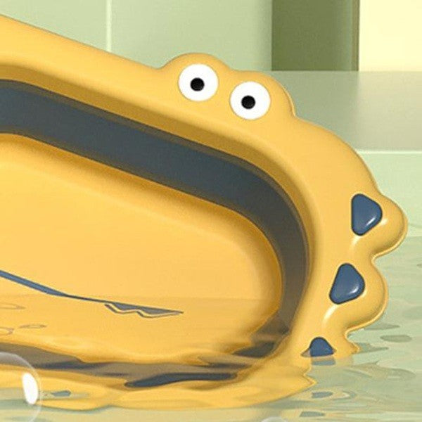 Lavoar Pliabil, Kadeny, pentru Copii, din PP/TPE, Portabil, Model Crocodil, 30x24.5x9 cm, Galben/Albastru