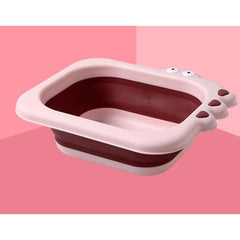 Lavoar Pliabil, Kadeny, pentru Copii, din PP/TPE, Portabil, Model Crocodil, 30x24.5x9 cm, Roz