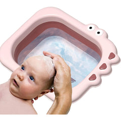 Lavoar Pliabil, Kadeny, pentru Copii, din PP/TPE, Portabil, Model Crocodil, 30x24.5x9 cm, Roz