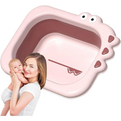 Lavoar Pliabil, Kadeny, pentru Copii, din PP/TPE, Portabil, Model Crocodil, 30x24.5x9 cm, Roz