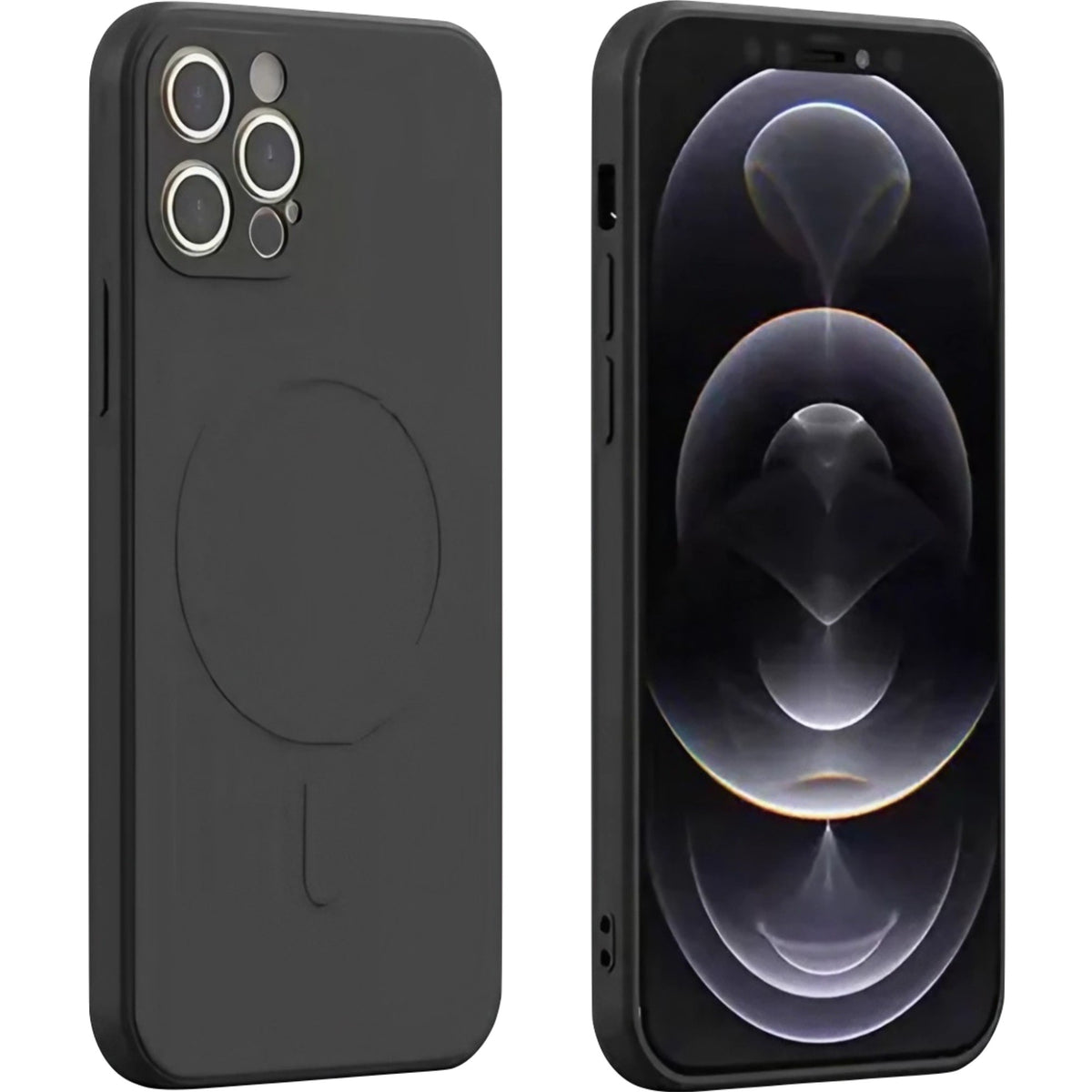 Husa protectie Kaveny compatibila cu iPhone 13 (6.1), Liquid MagSafe, ring-shaped, magnetica, Negru