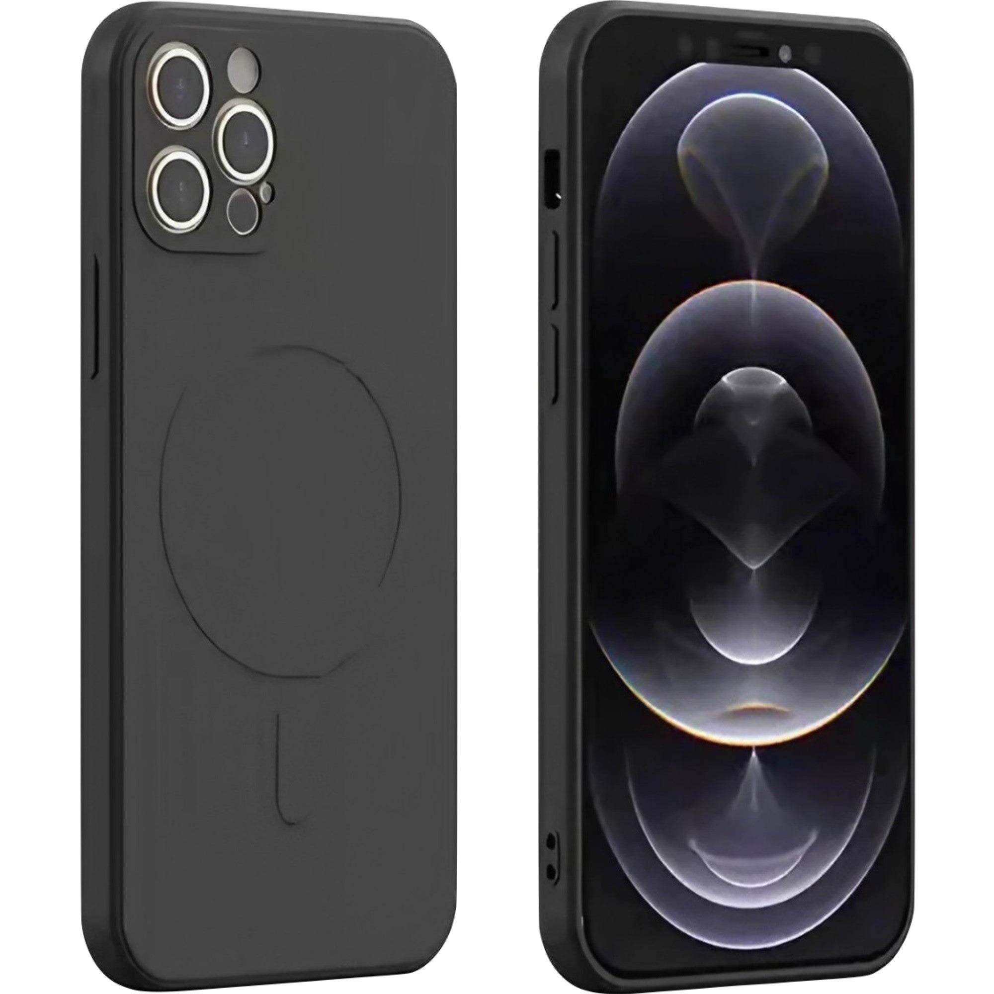 Husa protectie Kaveny compatibila cu iPhone 13 Pro (6.1), Liquid MagSafe, ring-shaped, magnetica, Negru