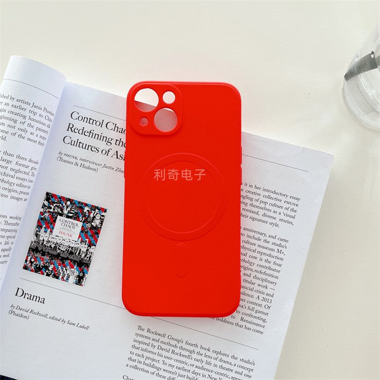 Husa protectie Kaveny compatibila cu iPhone 14 Pro Max, Liquid MagSafe, ring-shaped, magnetica, Rosu