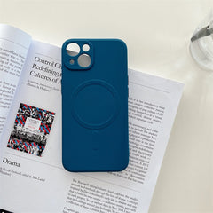 Husa protectie Kaveny compatibila cu iPhone 12 Pro (6.1), Liquid MagSafe, ring-shaped, magnetica, Albastru