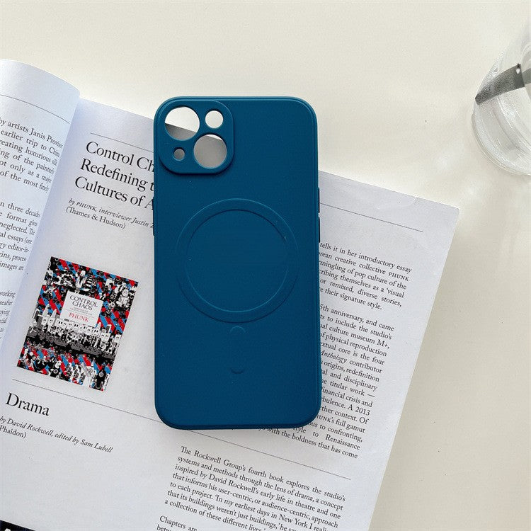 Husa protectie Kaveny compatibila cu iPhone 13 (6.1), Liquid MagSafe, ring-shaped, magnetica, Albastru