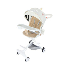 Carucior Sport Kaveny 3in1, 6-36 Luni, Reversibil, Pliabil, Tavita pentru Masa, Pozitie de Somn, Centura de Siguranta, Roti 360, Suport Pahar, Copertina pentru Soare, 33x66x85cm, Alb Model Pisica
