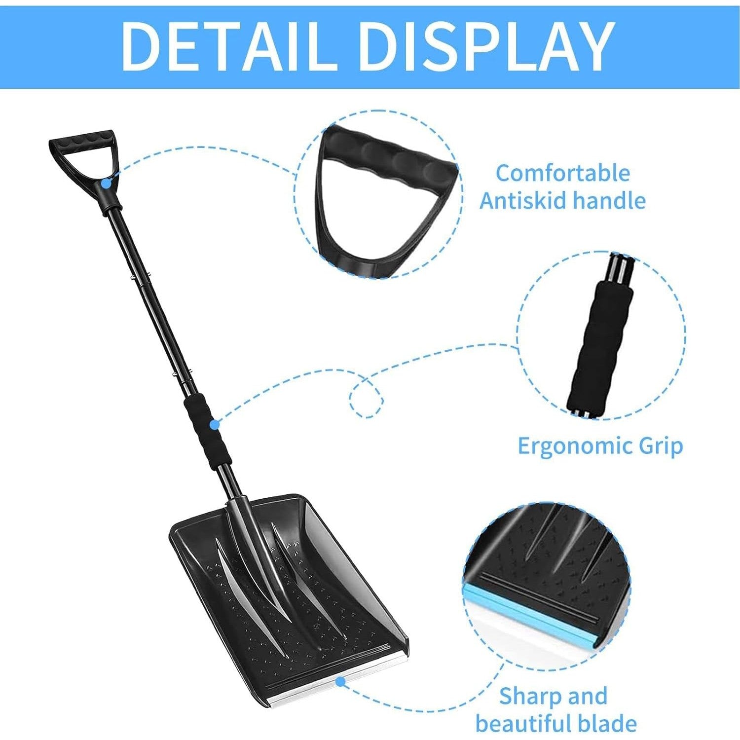 Lopata de Zapada, Kadeny, Multifunctionala, Demontabila, cu Maner Antiderapant, Aluminiu, Plastic, Solutia pentru Iarna, pentru Deszapezire, 80x11x25.7 cm, Neagra