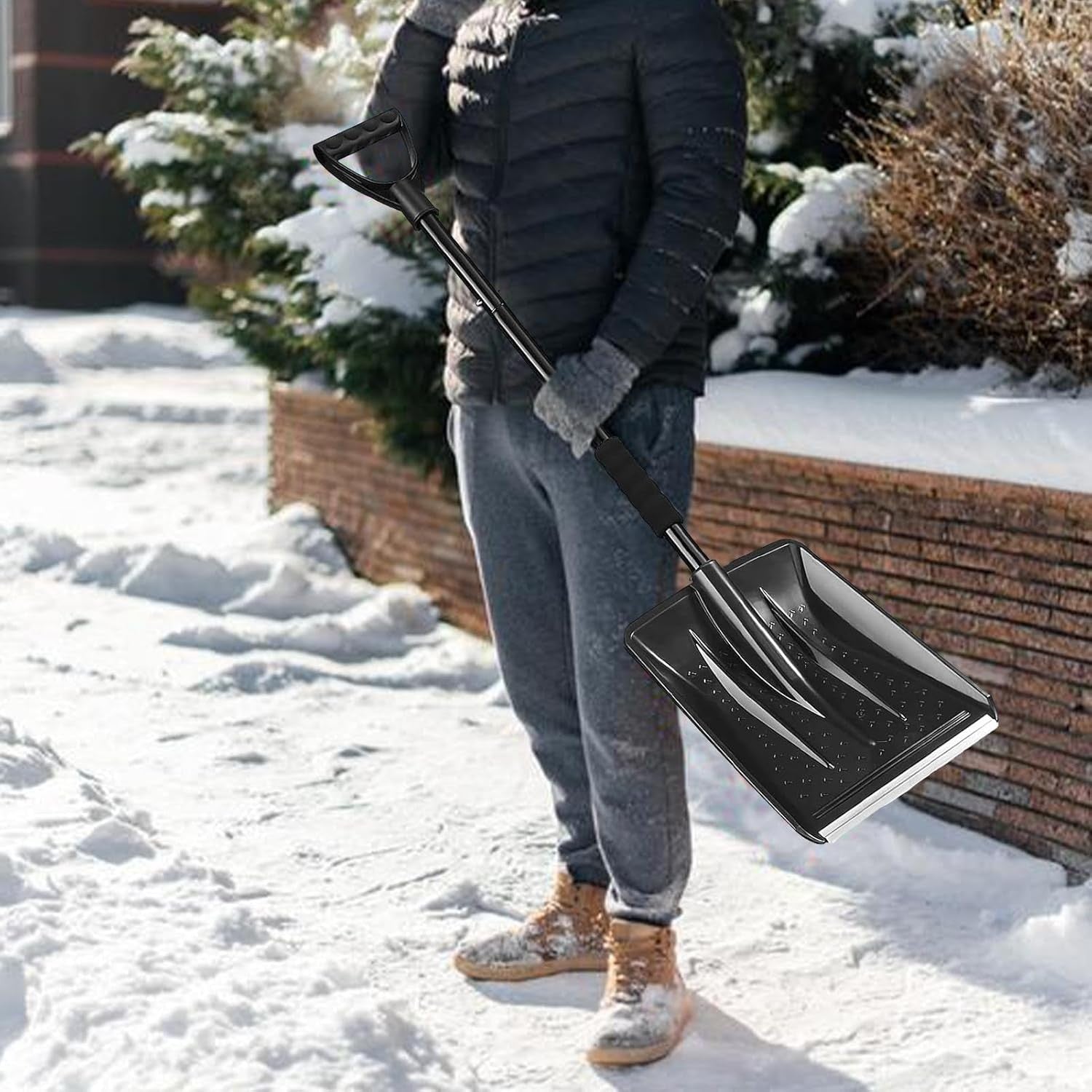 Lopata de Zapada, Kadeny, Multifunctionala, Demontabila, cu Maner Antiderapant, Aluminiu, Plastic, Solutia pentru Iarna, pentru Deszapezire, 80x11x25.7 cm, Neagra