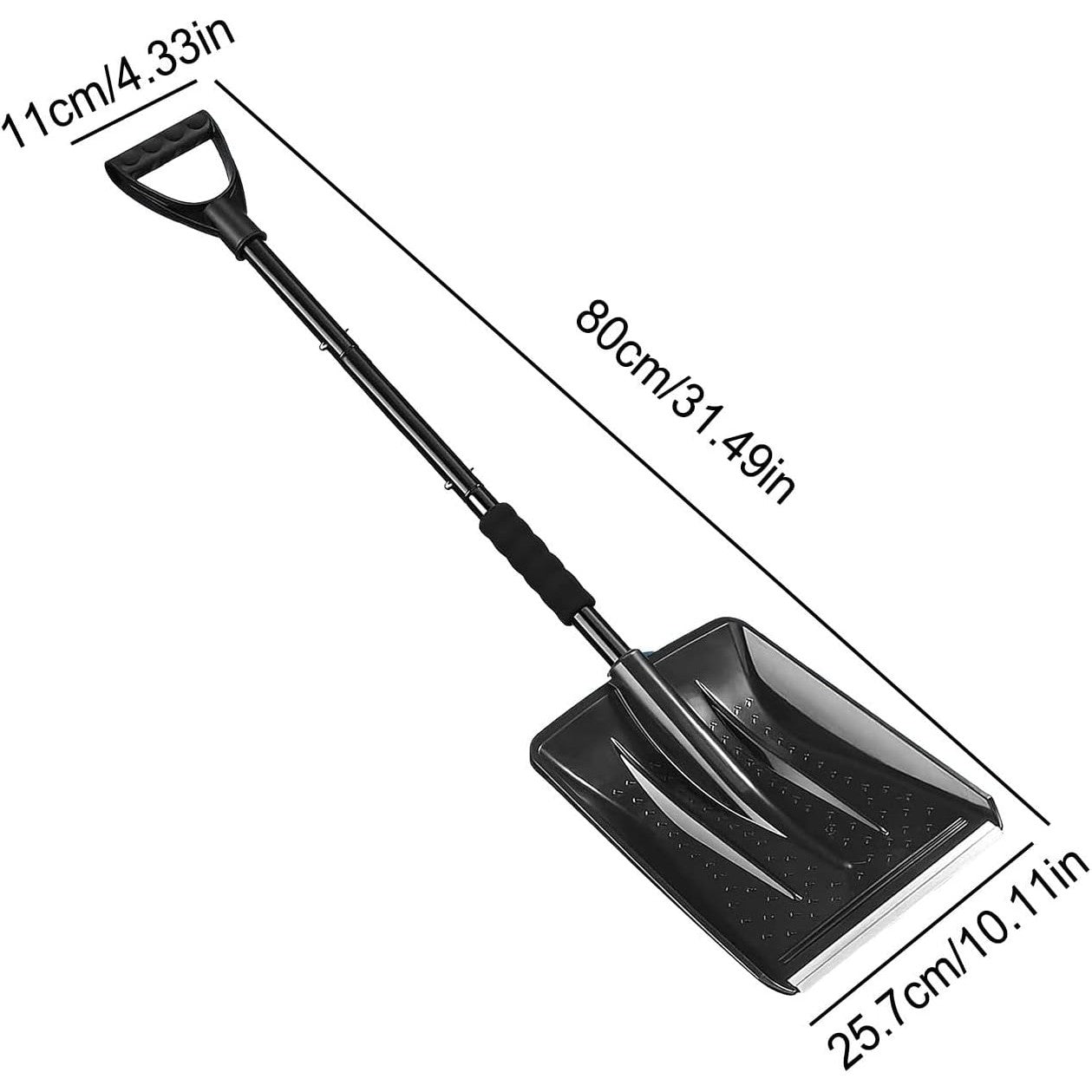 Lopata de Zapada, Kadeny, Multifunctionala, Demontabila, cu Maner Antiderapant, Aluminiu, Plastic, Solutia pentru Iarna, pentru Deszapezire, 80x11x25.7 cm, Neagra
