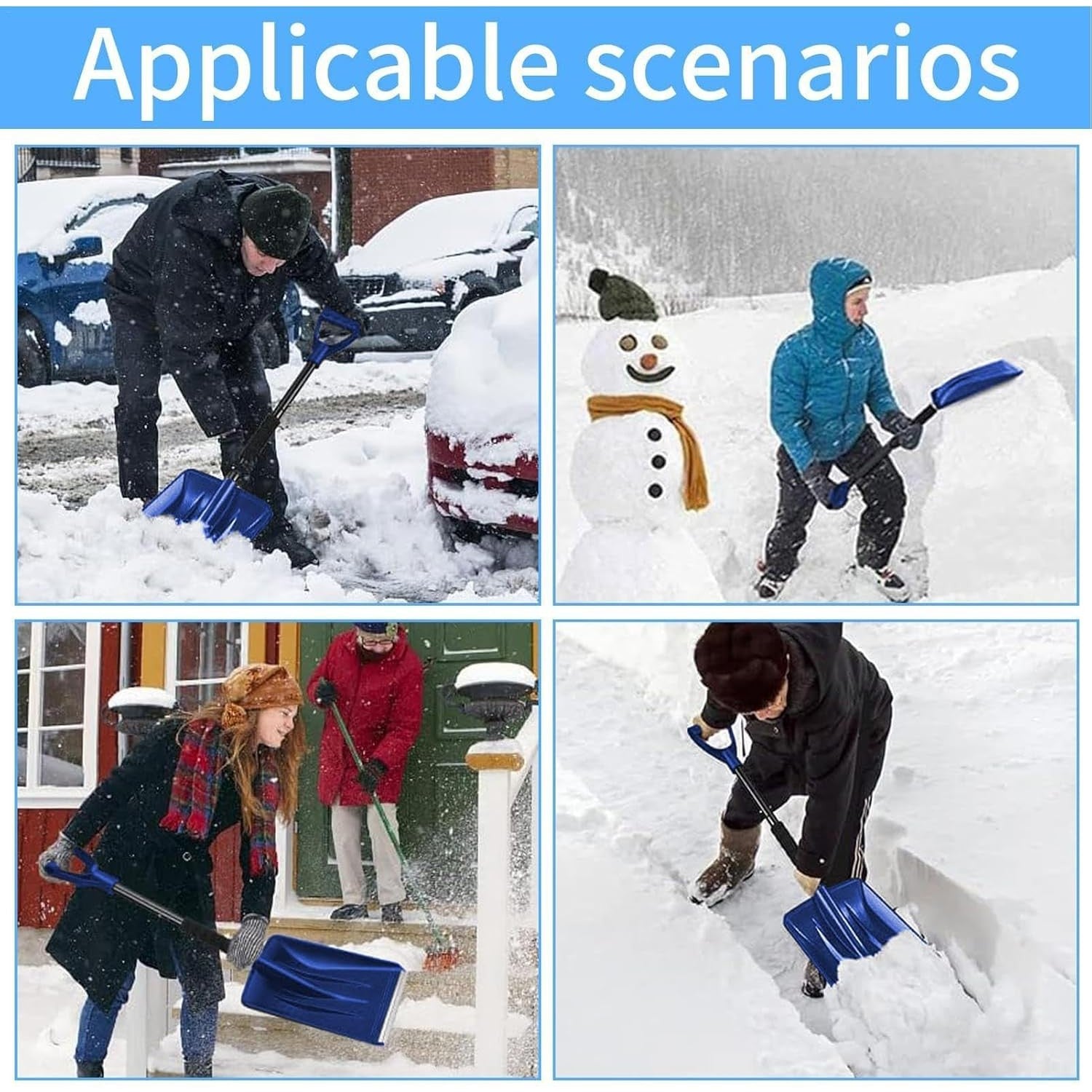 Lopata de Zapada, Kadeny, Multifunctionala, Demontabila, cu Maner Antiderapant, Aluminiu, Plastic, Solutia pentru Iarna, pentru Deszapezire, 80x11x25.7 cm, Albastra