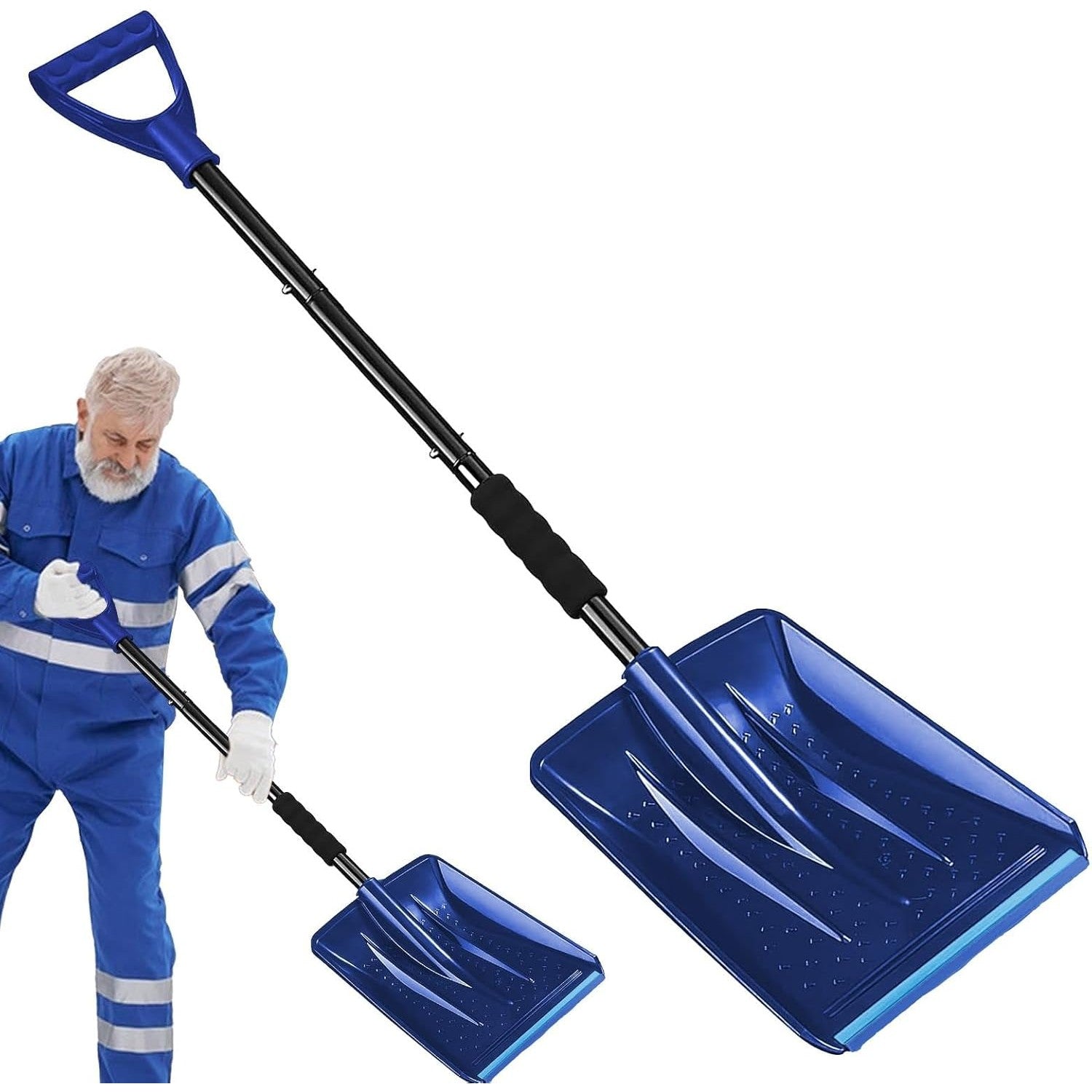 Lopata de Zapada, Kadeny, Multifunctionala, Demontabila, cu Maner Antiderapant, Aluminiu, Plastic, Solutia pentru Iarna, pentru Deszapezire, 80x11x25.7 cm, Albastra