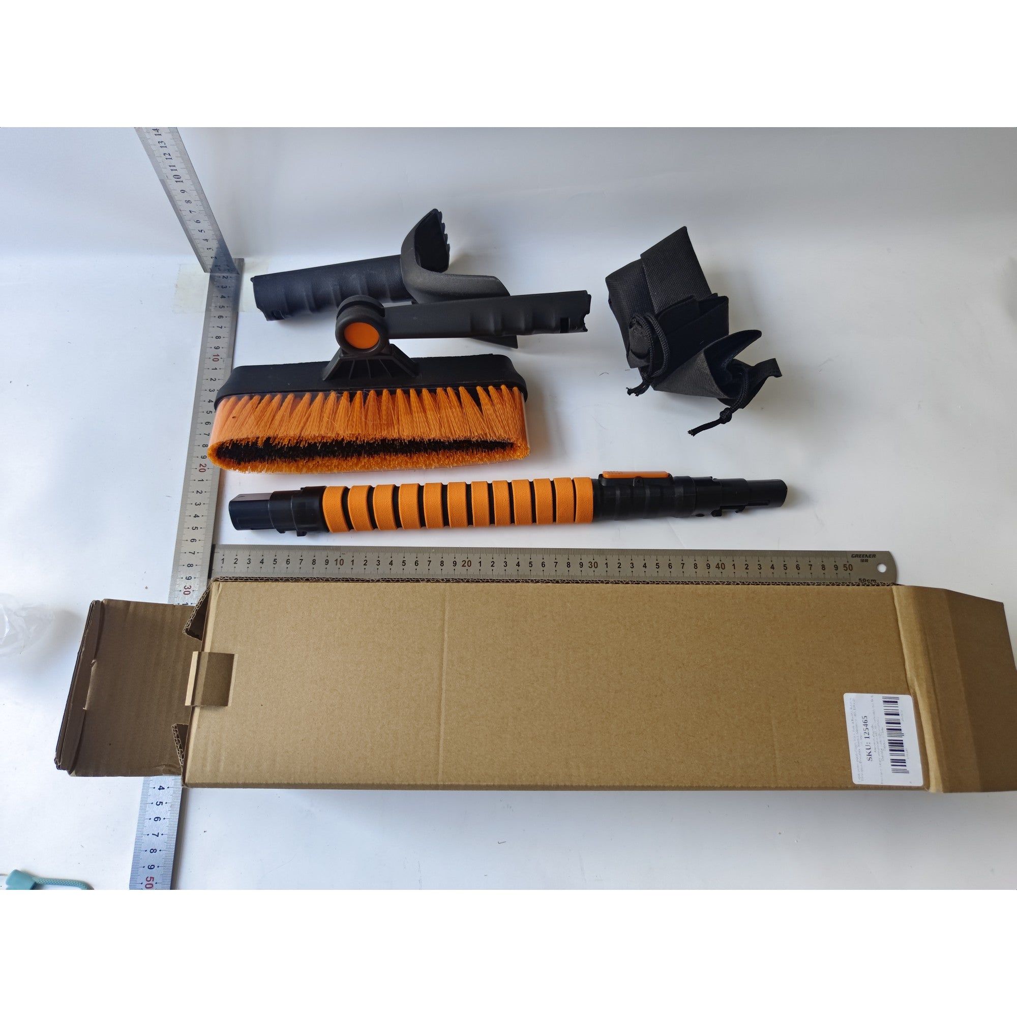 Perie si Racleta Rotativa 3 in 1, Kadeny, Perie Auto pentru Zapada, Telescopica, Detasabila, Material Aluminiu si ABS, 100 x 25 cm, Negru