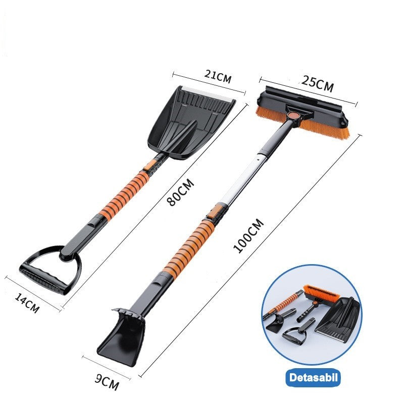 Lopata pentru zapada Kadeny, 5 in 1, Perie, Racleta, 2 tipuri de Lopeti, Rotativa, Telescopica, Detasabila, Material Aluminiu si ABS, 100 x 25 cm, negru