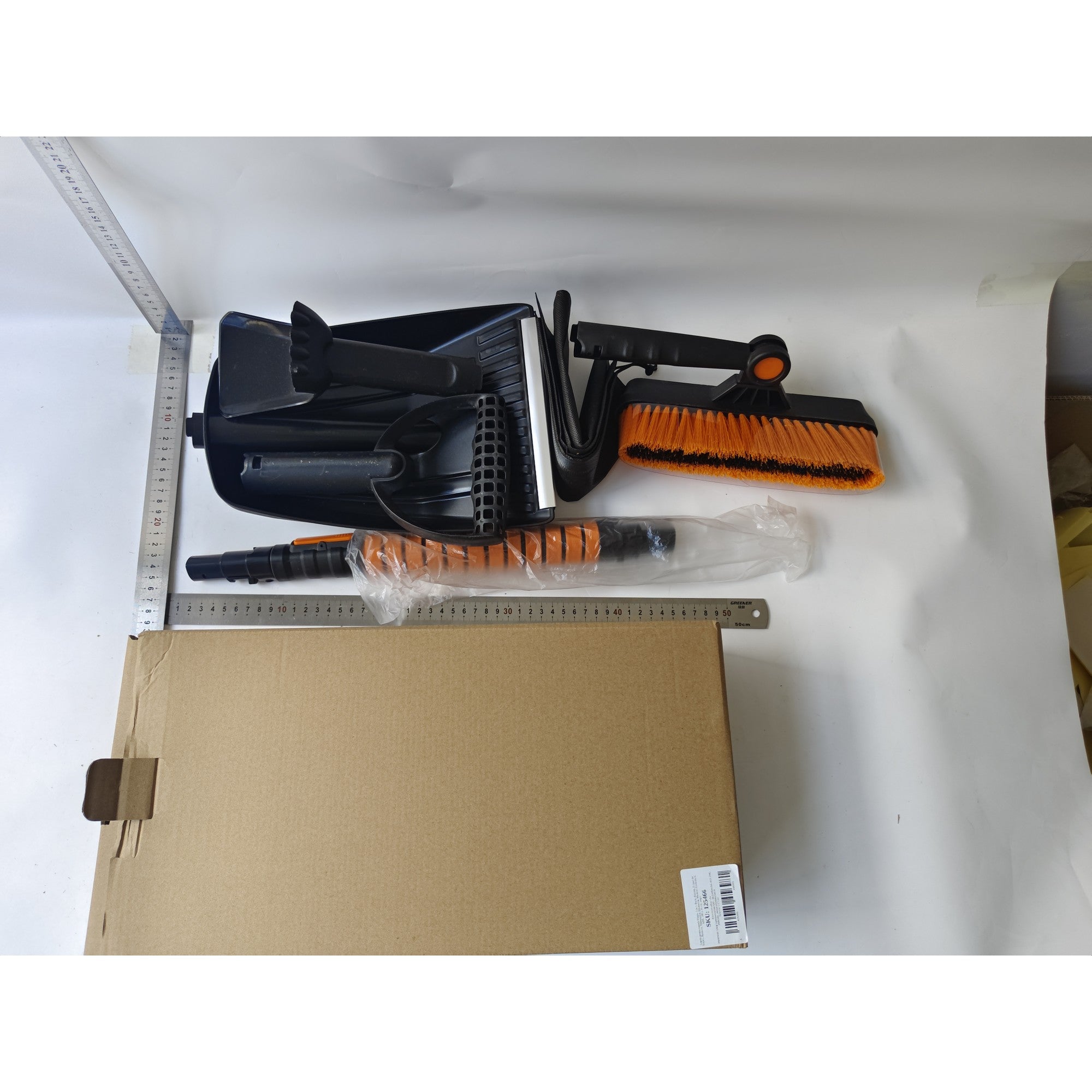 Lopata pentru zapada Kadeny, 5 in 1, Perie, Racleta, 2 tipuri de Lopeti, Rotativa, Telescopica, Detasabila, Material Aluminiu si ABS, 100 x 25 cm, negru