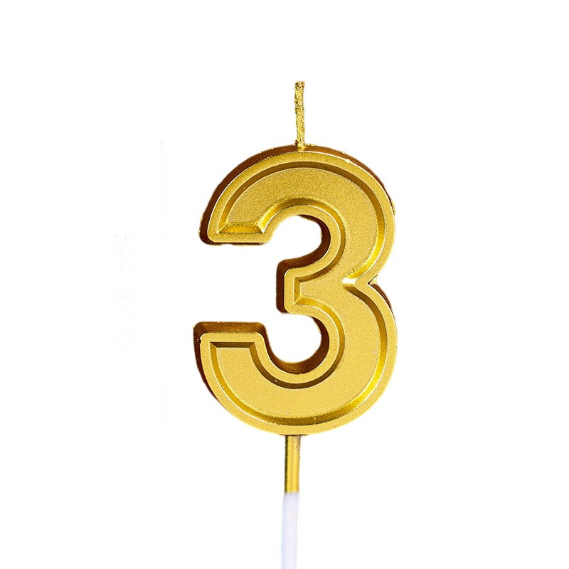Lumanare pentru Tort Cifra 3, Kaveny, 4.8 cm, Aniversare, Aurie