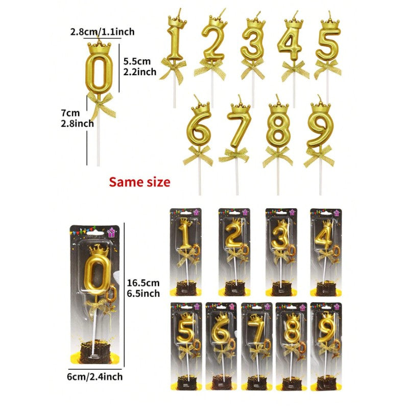 Lumanare pentru Tort Cifra 3, Model Coroana, Gold, Kaveny, Party