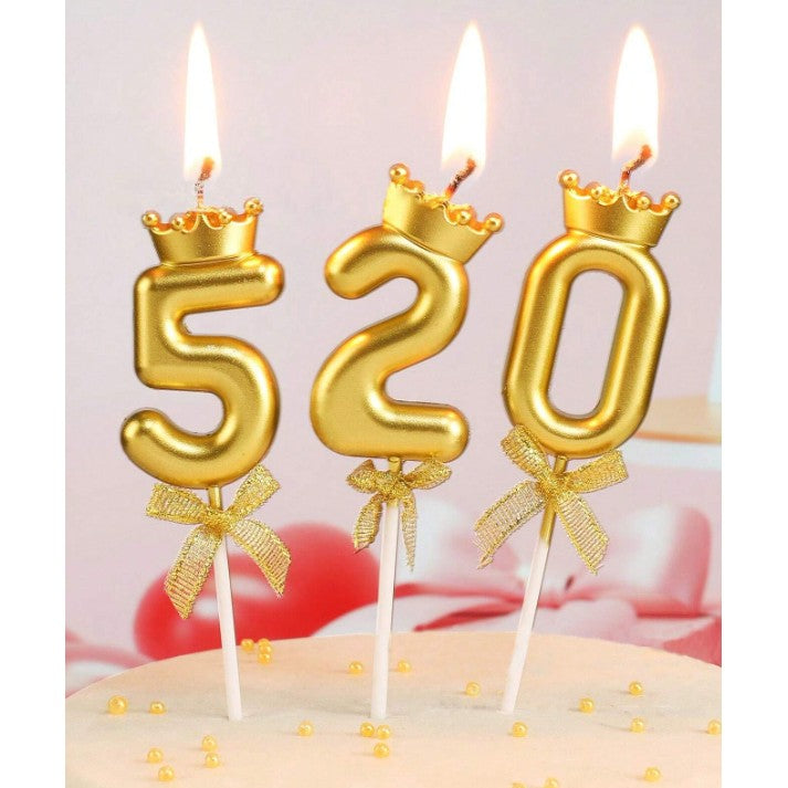 Lumanare pentru Tort Cifra 5, Model Coroana, Gold, Kaveny, Party