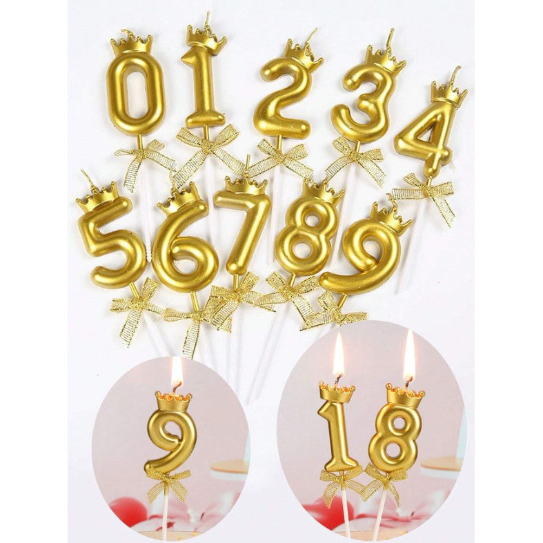 Lumanare pentru Tort Cifra 7, Model Coroana, Gold, Kaveny, Party
