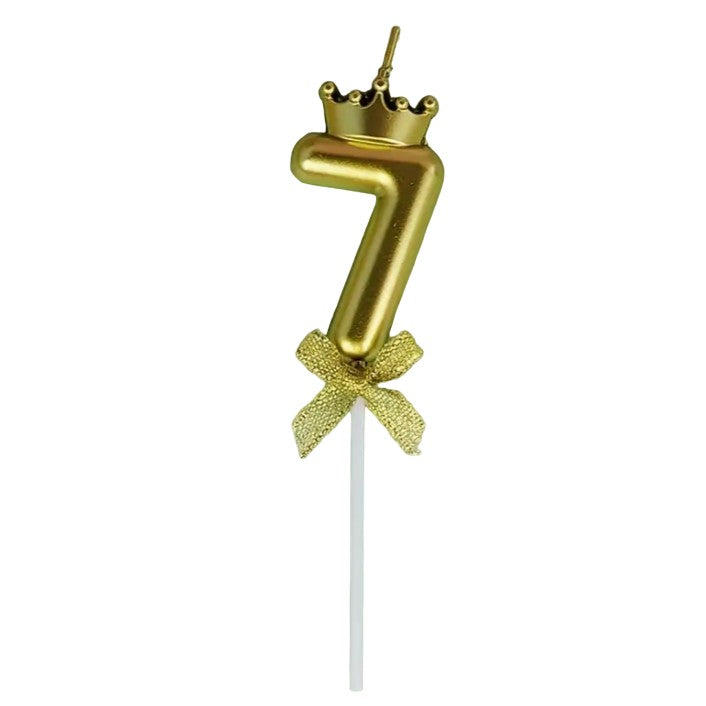Lumanare pentru Tort Cifra 7, Model Coroana, Gold, Kaveny, Party