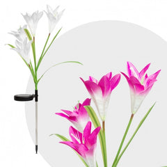 Lumina solara LED tip Crin cu 4 flori, inaltime 80 cm, pentru gradina, Kaveny