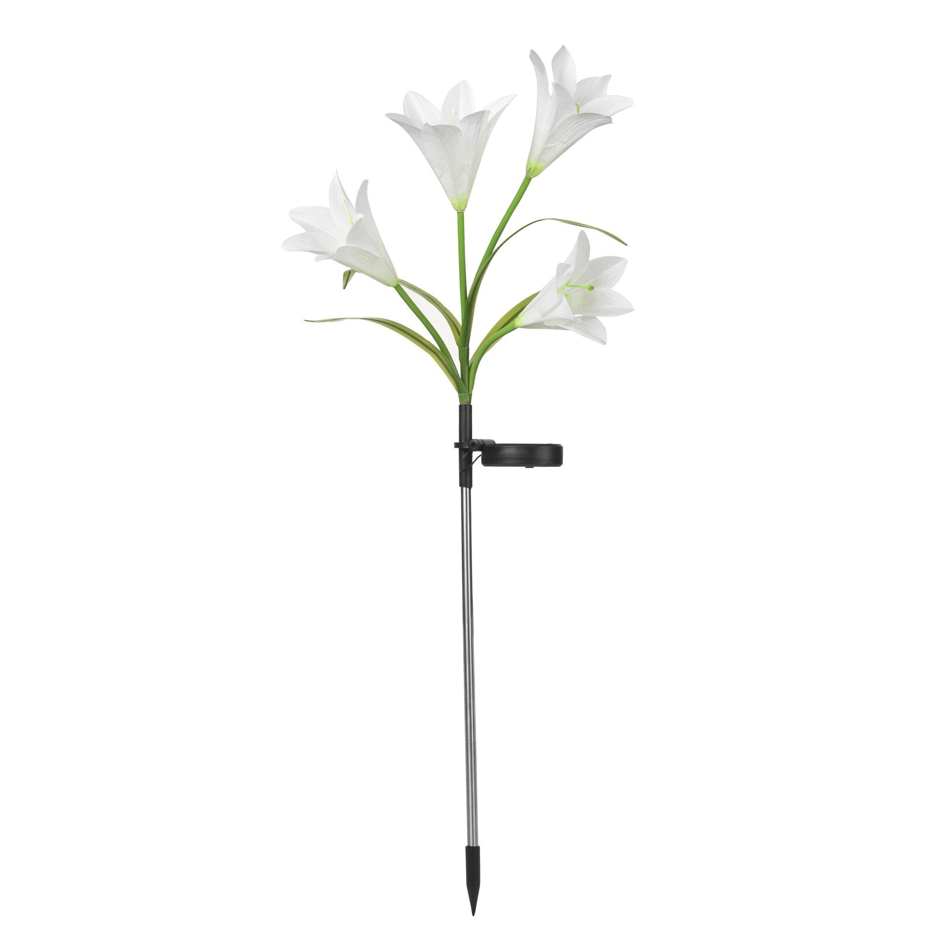 Lumina solara LED tip Crin cu 4 flori, inaltime 80 cm, pentru gradina, Kaveny