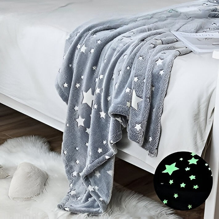 Patura Fosforescenta, Kaveny, Moale, Pufoasa, Lumineaza in Intuneric, 1.5x2 m, Model Cer Instelat, Gri