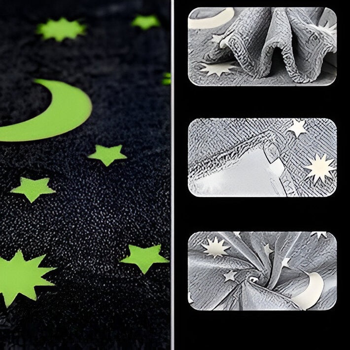 Patura Fosforescenta, Kaveny, Moale, Pufoasa, Lumineaza in Intuneric, 1.5x2 m, Model Cer Instelat, Gri
