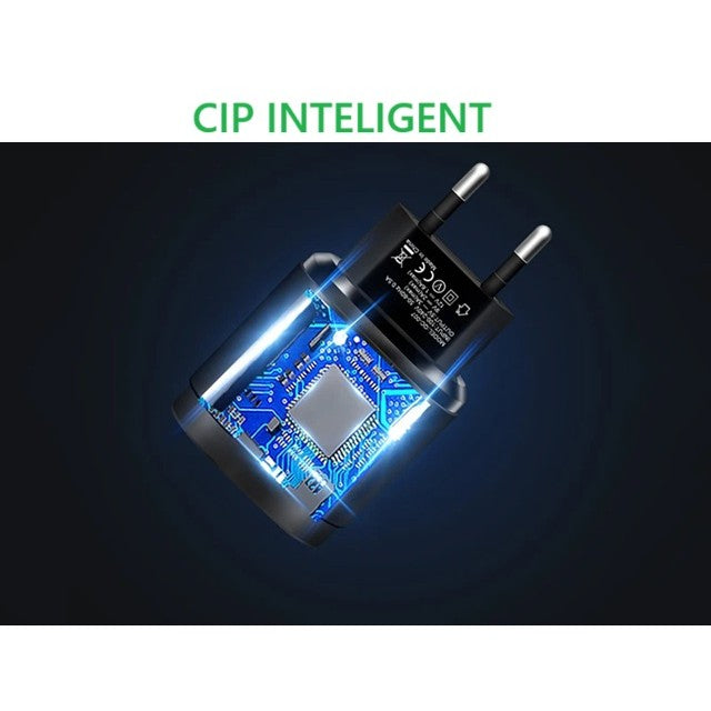 Incarcator Rapid QC3.0, Kadeny, 3 Porturi USB, 2.1A, 18W, din ABS, Protectie Supraincalzire, Gama Macarons, Negru