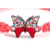 Martisor Bratara Ciucure, Jolie, Snur Rosu Reglabil, cu Pandantiv, Model Fluture