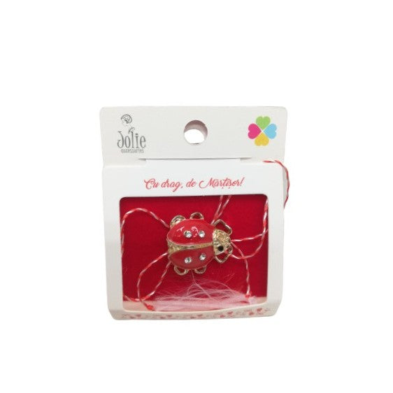 Martisor Brosa Buburuza cu Pietre Model B-24 5.5cm x 7cm