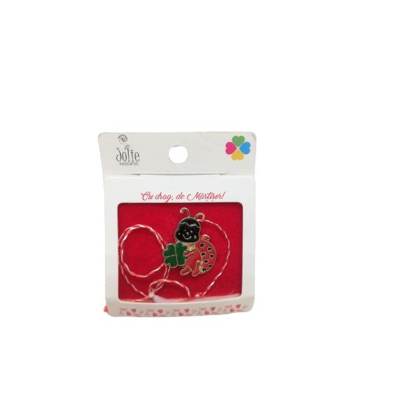 Martisor Brosa Buburuza cu Trifoi Model B-32 5.5cm x 7cm